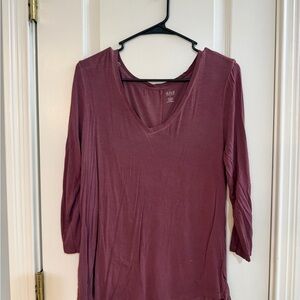 a.n.a Long Sleeve Top in Deep Burgundy